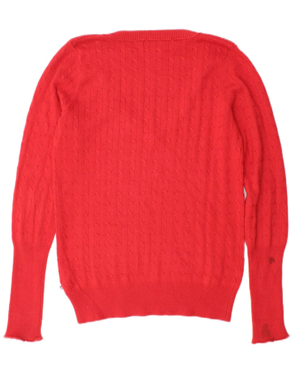 Polo Ralph Lauren Damen-Pullover mit V-Ausschnitt, UK 14, Größe L, Burgunderrot, Baumwolle