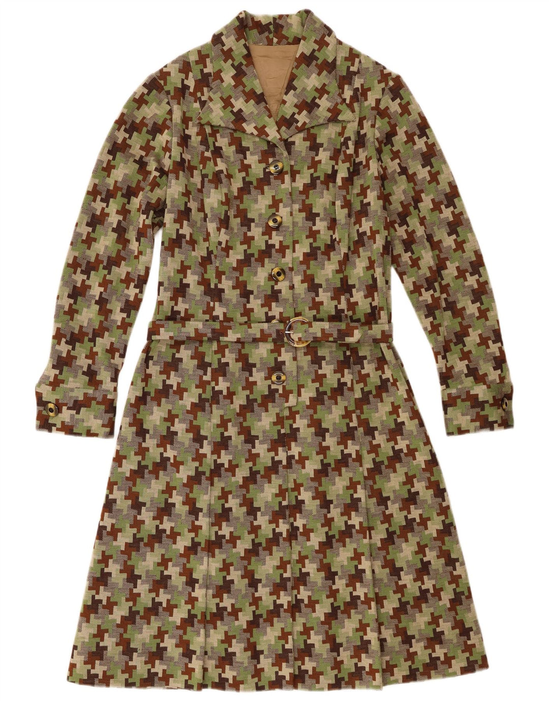 Vintage Womens A-Line Dress UK 12 Medium Multicoloured Houndstooth