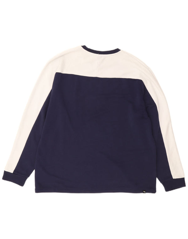 Puma Maglietta grafica da uomo a maniche lunghe XL Blu navy in cotone color block