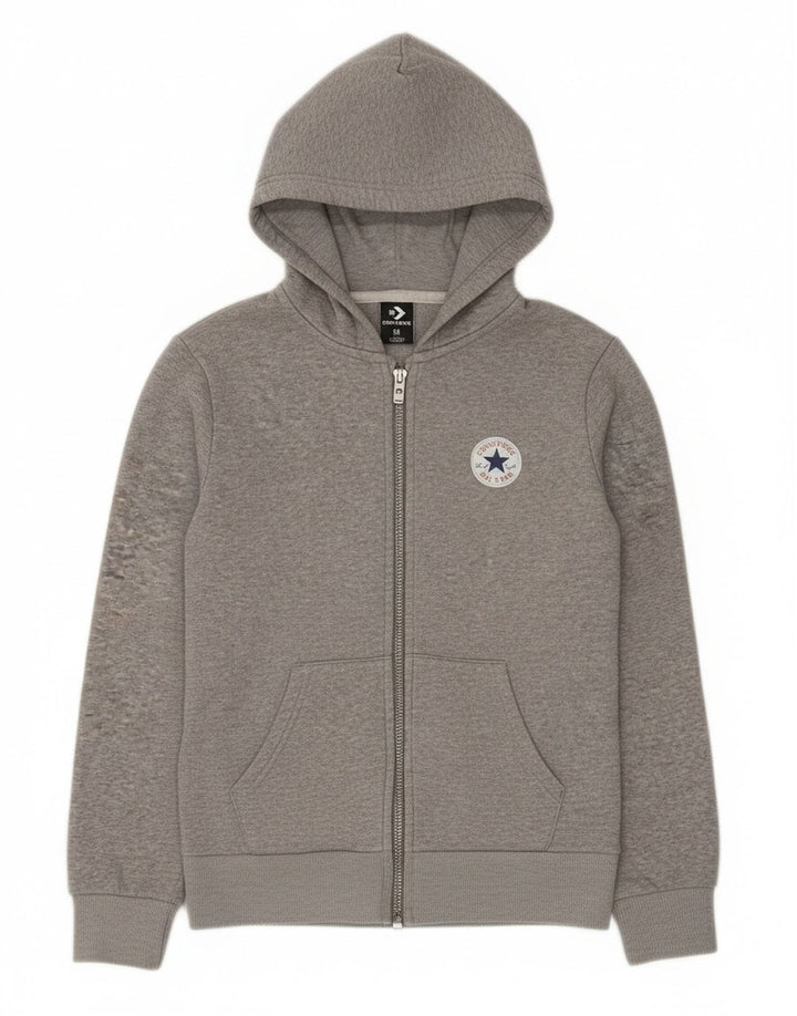 Converse Boys Zip Hoodie Sweater 10-11 Years Medium Grey Flecked Cotton