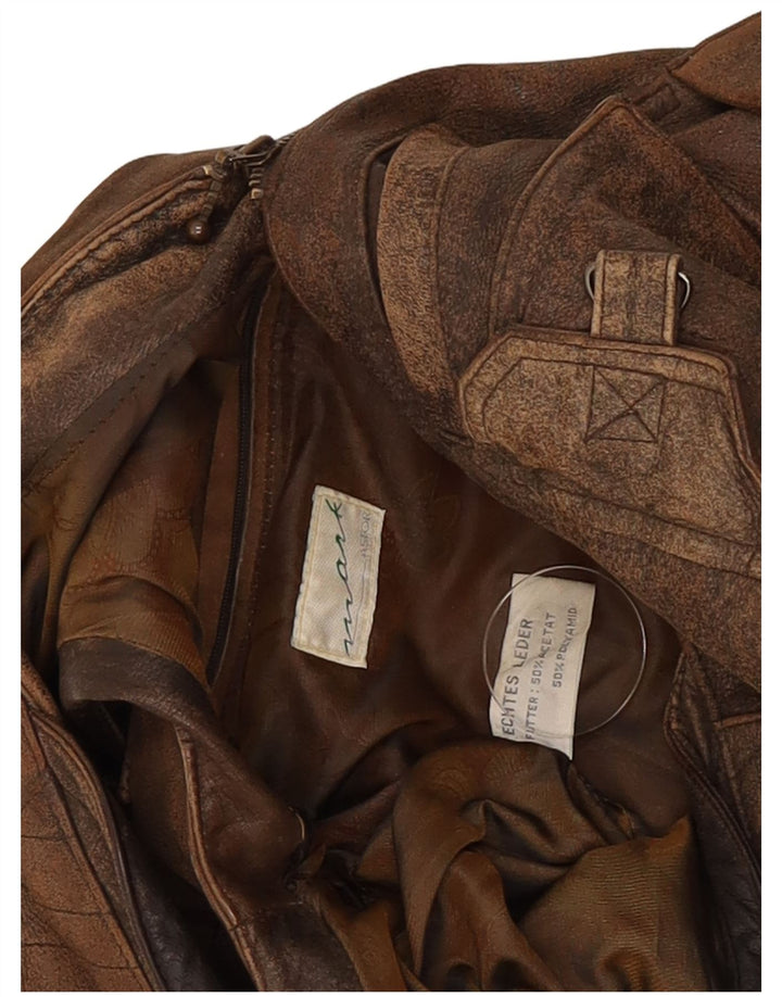 Mark Astor Mens Leather Gilet IT 48 Medium Brown