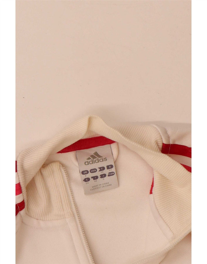 Adidas Womens Graphic Tracksuit Top Jacket UK 8 Small  Off White Polyester