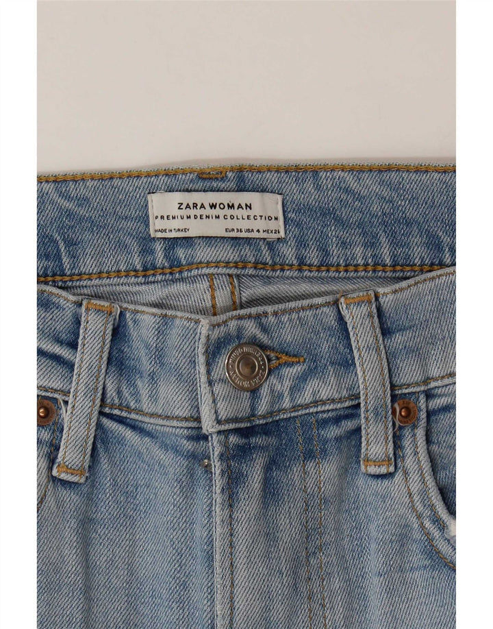 Zara Womens Distressed Denim Shorts EU 36 XS W26  Blue