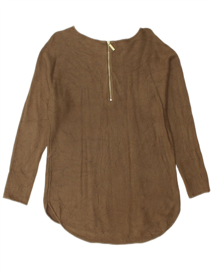 Michael Kors Womens Boat Neck Jumper Sweater UK 14 Medium Khaki