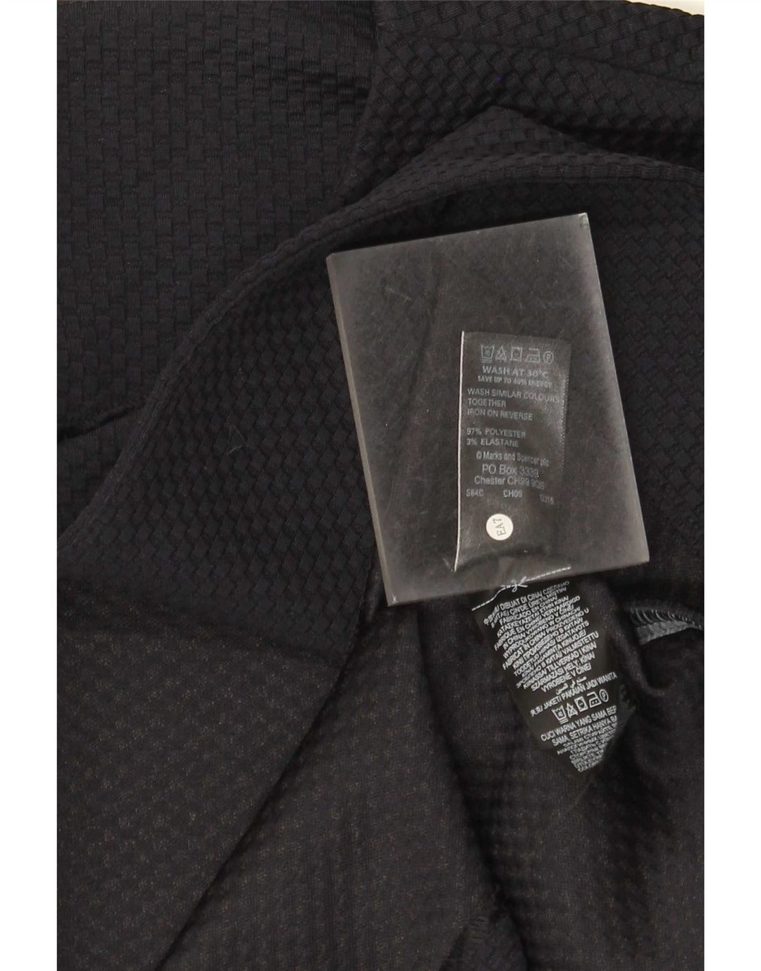 Marks & Spencer Womens Crop 3/4 Sleeve Blazer Jacket UK 16 Large Navy Blue