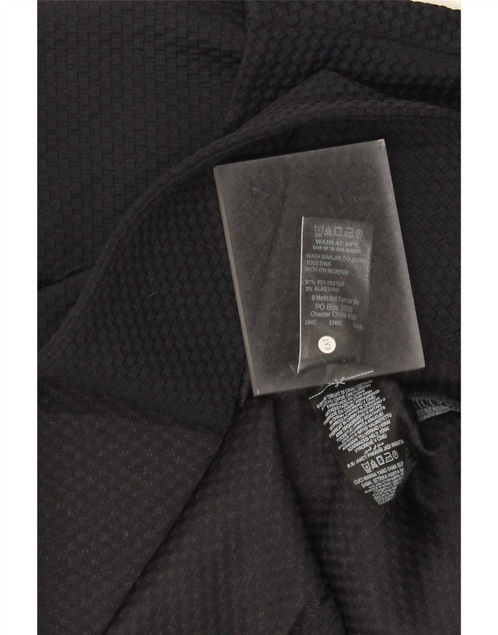 Marks & Spencer Womens Crop 3/4 Sleeve Blazer Jacket UK 16 Large Navy Blue