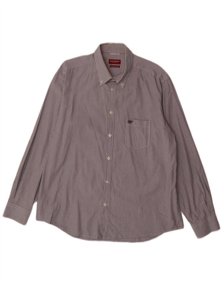 Carrera Mens Regular Fit Shirt XL Blue Pinstripe Cotton