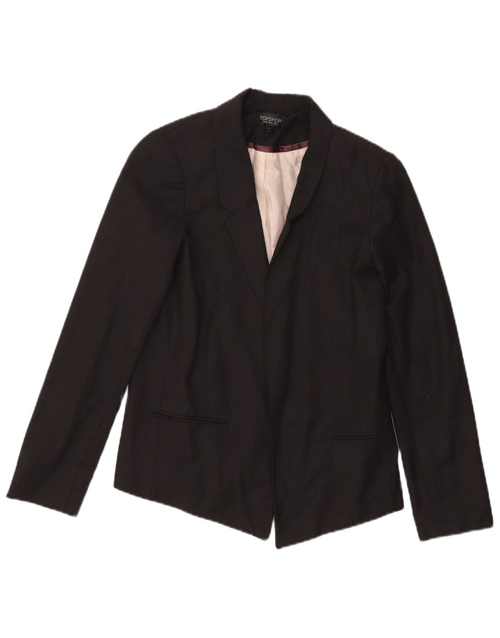 Topshop Womens Open Blazer Jacket UK 8 Small Black Polyester