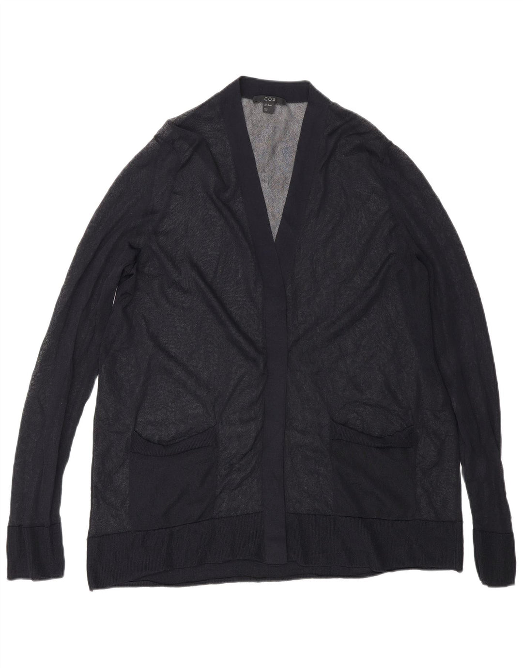 Cos Womens Oversized See Through Open Cardigan Top UK 6 XS Navy Blue