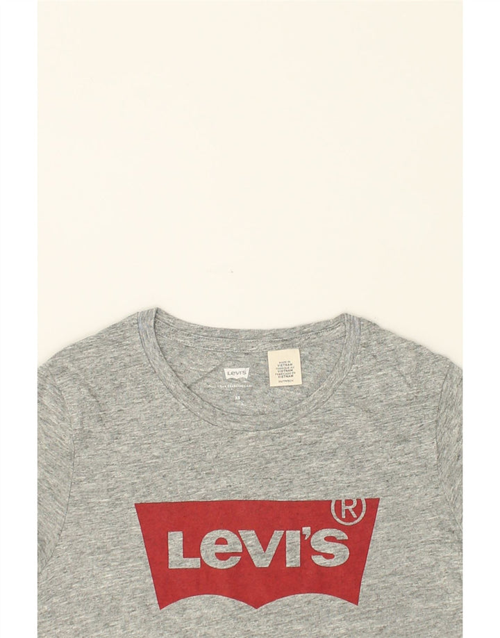 LEVI'S Womens Graphic T-Shirt Top UK 6 XS Grey Cotton | Vintage Levi's | Thrift | Second-Hand Levi's | Used Clothing | Messina Hembry 