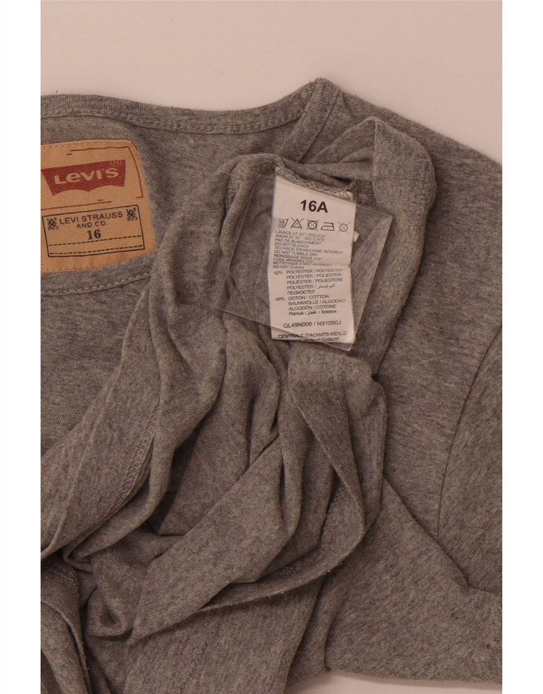 LEVI'S Girls Graphic T-Shirt Top 15-16 Years Grey Polyester