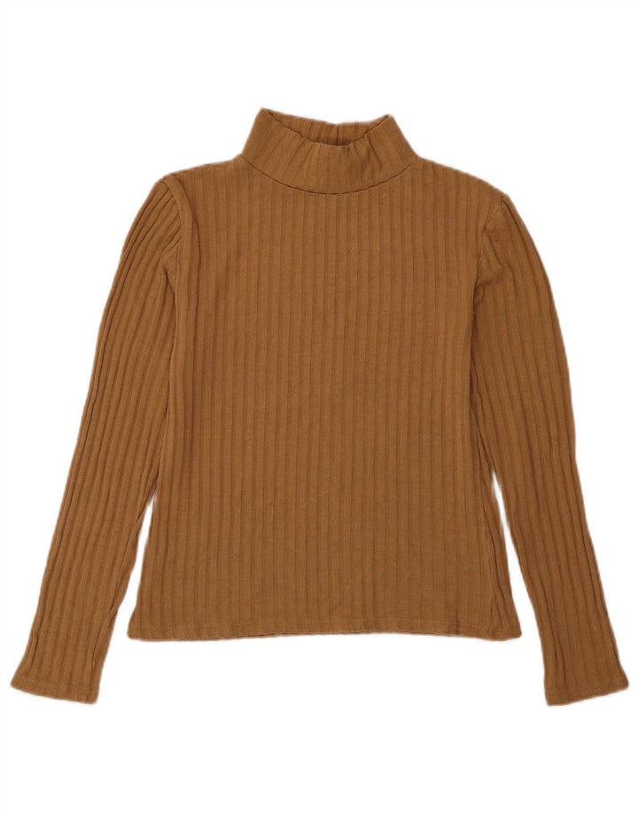 Topshop Womens Crop Top Long Sleeve UK 8 Small  Brown