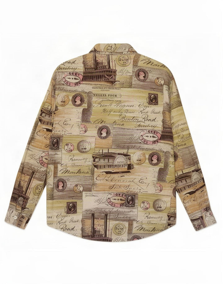 Vintage Damen Hemd mit abstraktem Muster UK 14 Medium Mehrfarbig
