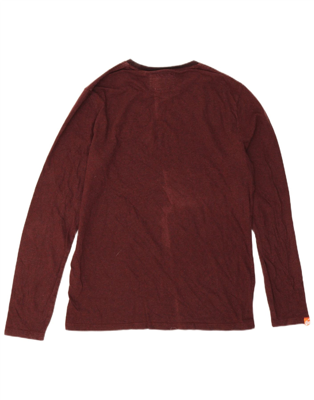 Superdry Mens Top Long Sleeve Large Burgundy Cotton