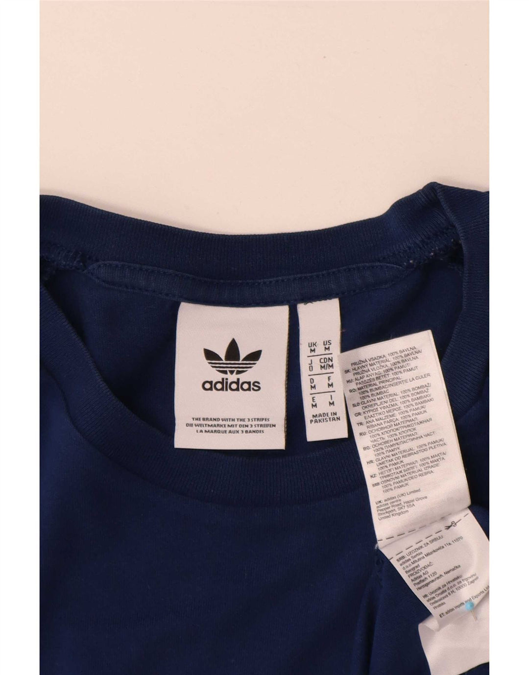 Adidas Mens Camiseta Top Médio Algodão Azul Marinho