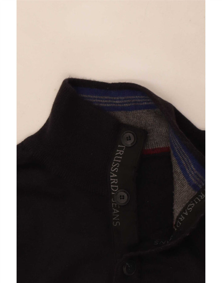 Pulover Trussardi Jeans pentru bărbați, cu gât cu nasturi, albastru bleumarin mediu