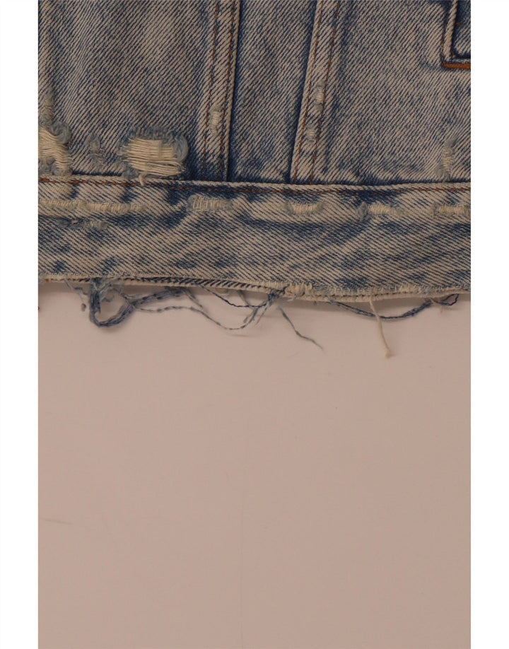 ZARA Distressed denimjakke til mænd UK 38 Medium Blue Cotton