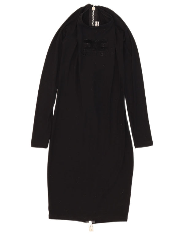 Abito aderente grafico da donna Elisabetta Franchi UK 8 Small in viscosa nera