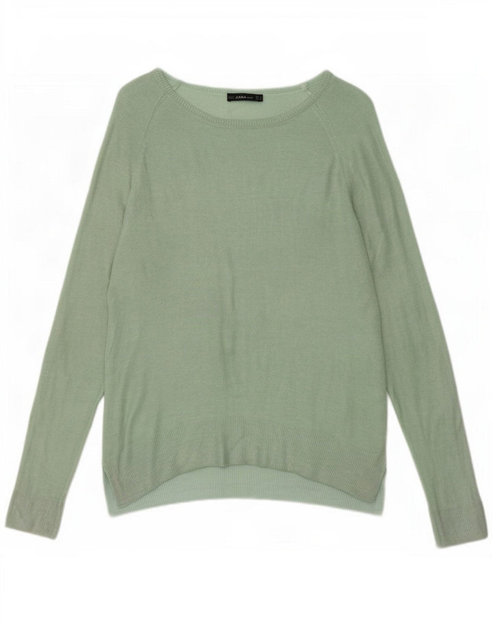 Zara Womens Boat Neck Jumper Sweater UK 14 Medium Green