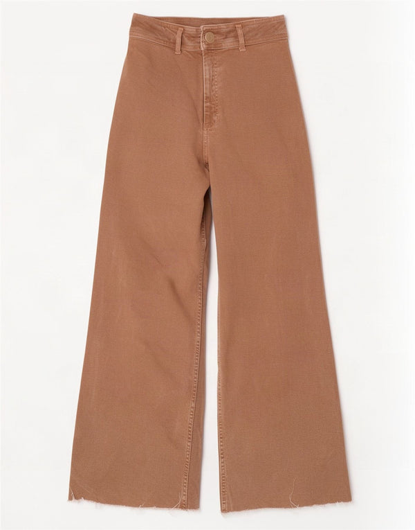 Zara Womens Wide Leg Casual Trousers EU 36 XS W26 L28 Beige Cotton