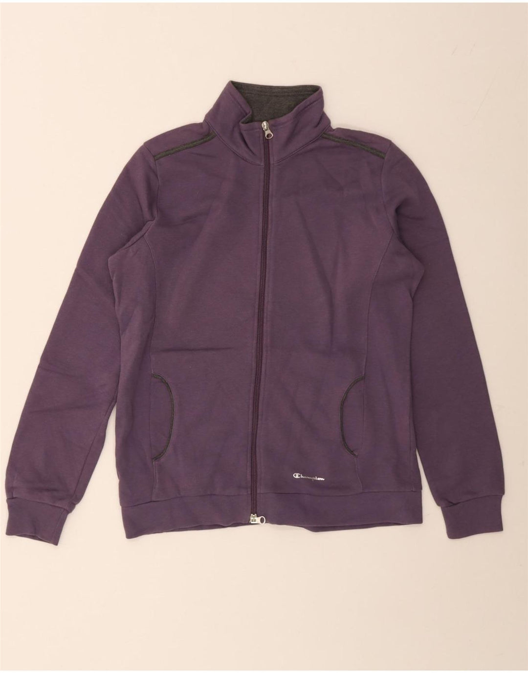Champion Womens Tracksuit Top Jacket UK 14 Medium Purple Cotton