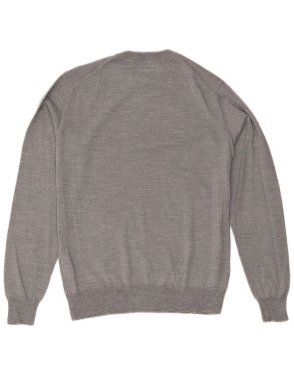 Trussardi Mens Crew Neck Jumper Sweater Medium Grey Wool