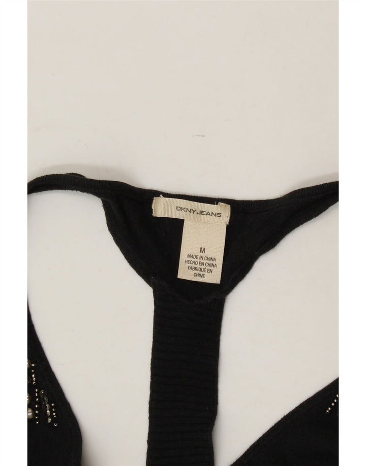 DKNY Womens Crop Vest Top UK 12 Medium Black Cotton Vintage Dkny and Second-Hand Dkny from Messina Hembry 