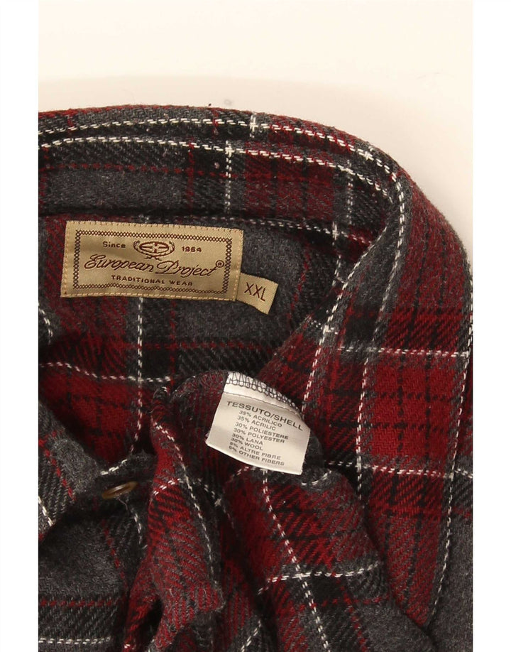 European Project Mens Flannel Shirt 2XL Grey Check Acrylic