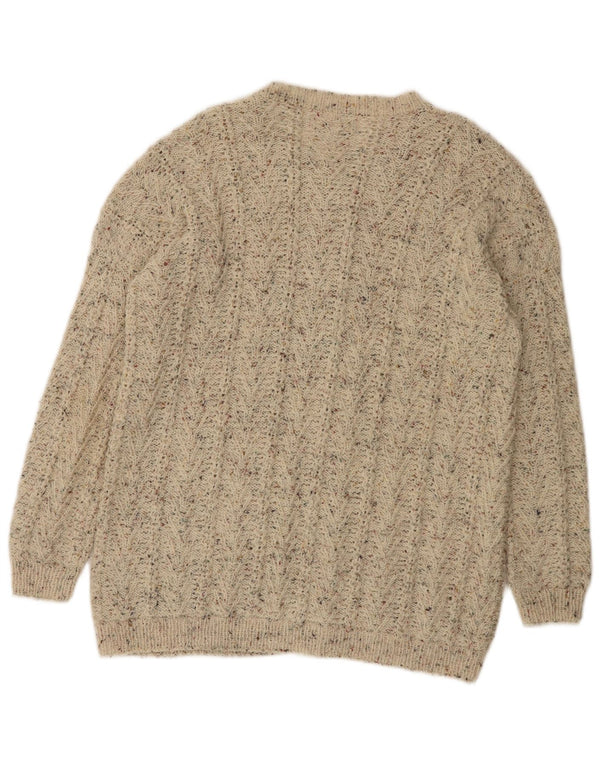 Vintage Damen Cardigan Pullover UK 16 Groß Beige meliert