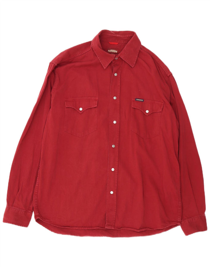 CARRERA Mens Denim Shirt XL Burgundy Cotton