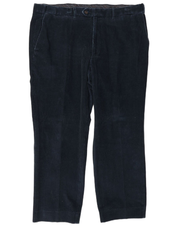 Pantaloni dritti in velluto a coste da uomo Marks & Spencer W40 L29 cotone blu navy