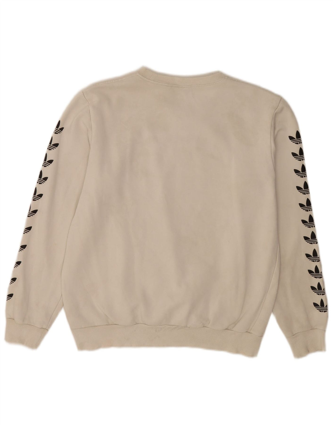 Adidas Womens Graphic Sweatshirt Jumper UK 14 Medium Off White Cotton