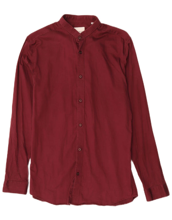 Jack & Jones Mens Shirt Size 40 Medium Burgundy Cotton