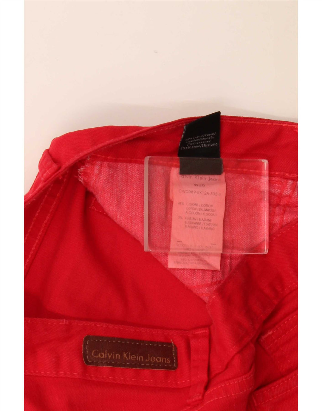 Calvin Klein Womens Denim Shorts W26 Small Red Cotton