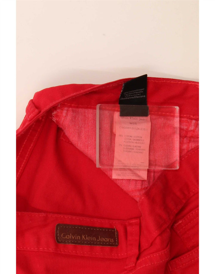 Calvin Klein Womens Denim Shorts W26 Small Red Cotton