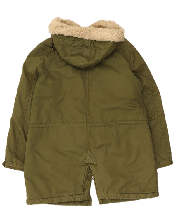 Zara Mujer Parka Sherpa Con Capucha UK 40 XL Caqui