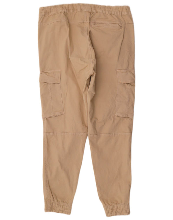 Zara Mens Joggers Cargo Trousers EU 44 Large W34 L29 Beige Cotton