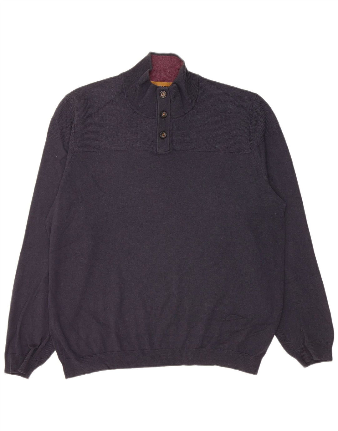Ted Baker Mens Button Neck Jumper Sweater Size 6 2XL Navy Blue Wool