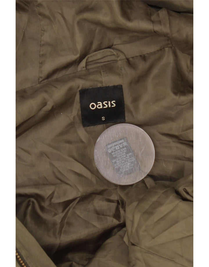 Oasis Womens Hooded Parka Jacket UK 10 Small Khaki Polyester