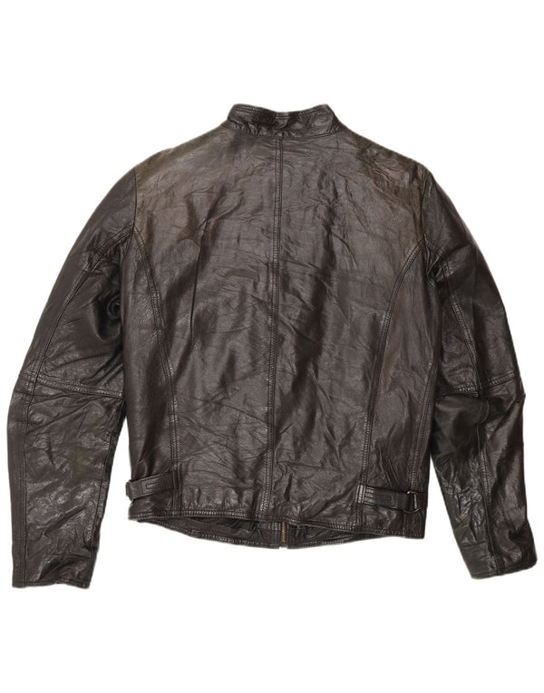 Rifle Womens Leather Racer Jacket Uk 14 Medium Black