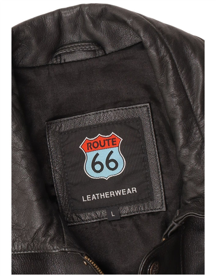 Route 66 Herre Læderjakke UK 40 Stor Sort Læder