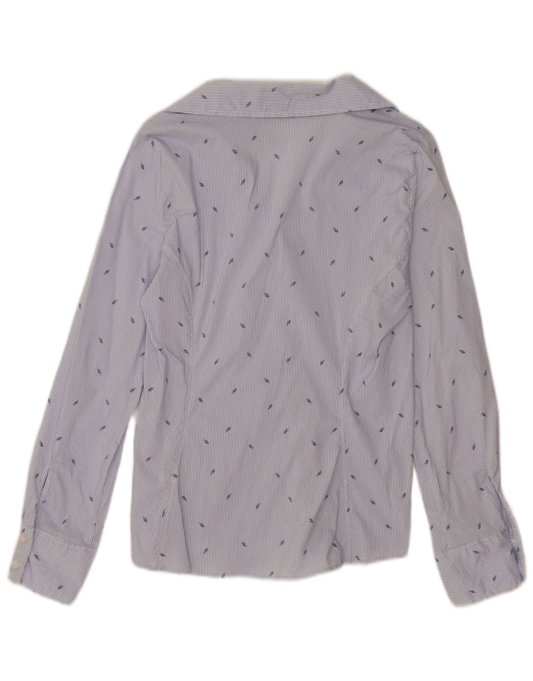Zara Womens Shirt UK 12 Medium Blue Pinstripe Cotton