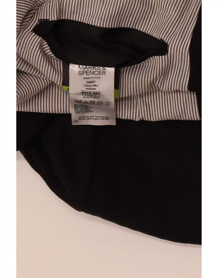 Marks & Spencer Mens 2 Button Blazer Jacket UK 48 2XL Black Linen