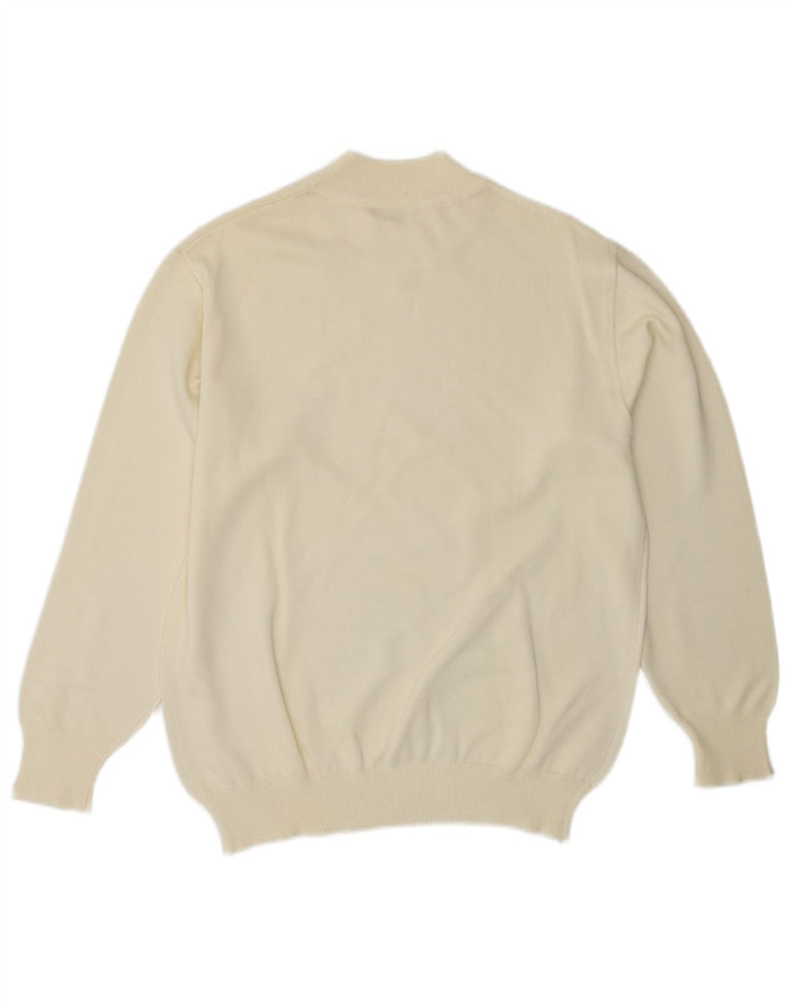 VINTAGE Womens Turtle Neck Jumper Sweater UK 14 Medium Off White