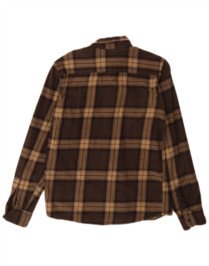 Dickies Mens Flannel Shirt Small Brown Check Cotton