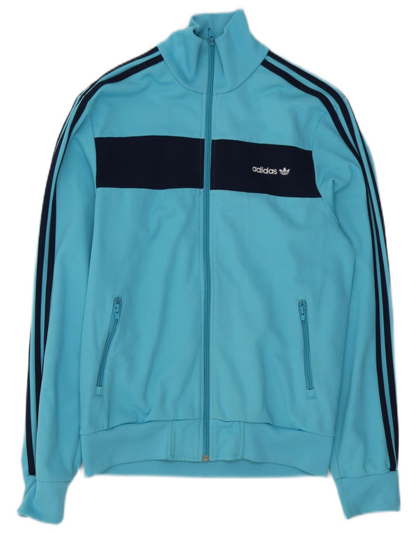 Adidas Mens Tracksuit Top Jacket Medium Blue Colourblock Cotton