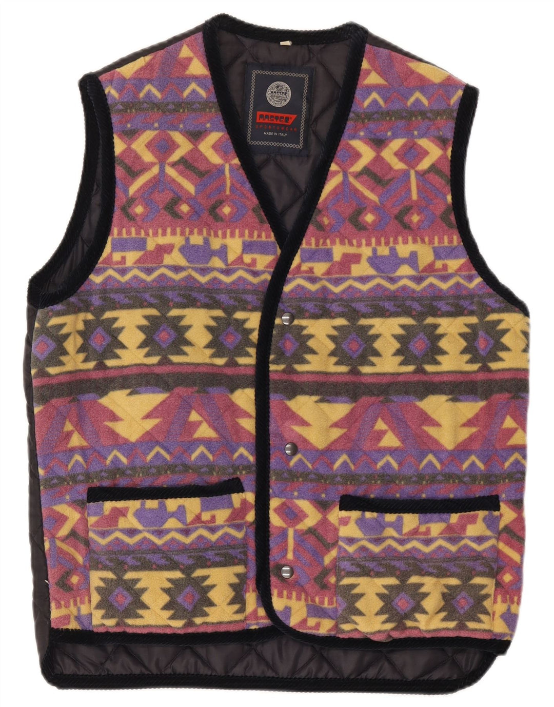 Gilet trapuntato in pile da uomo Master UK 38 medio multicolore geometrico