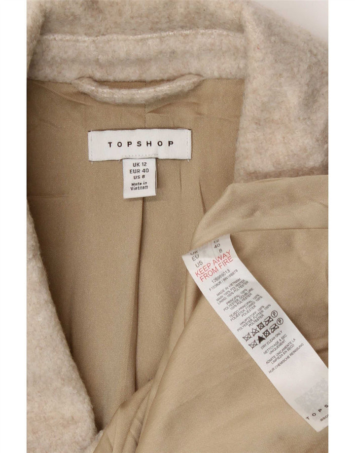 Topshop Veste Blazer 3 Boutons Femme UK 12 Polyester Beige Moyen