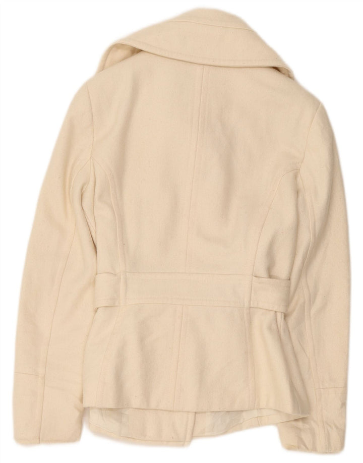 Zara Mujer Chaquetón UK 12 Mediano Lana Blanco Roto