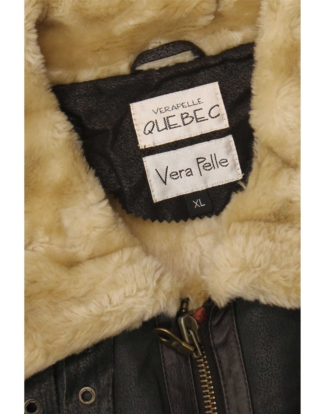 Chaqueta de piel de oveja para hombre Quebec UK 42 XL Cuero negro